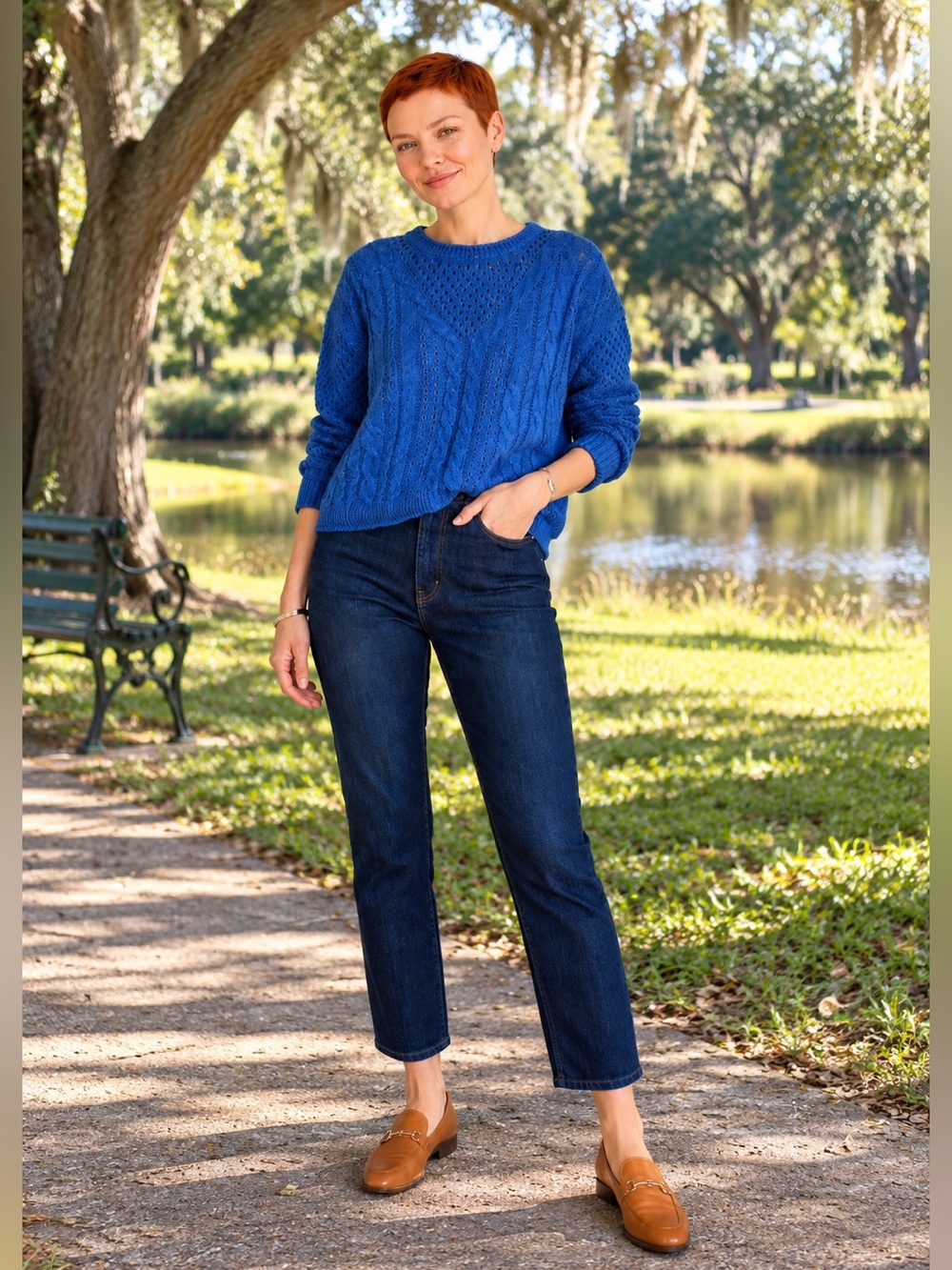 Lilly Pulitzer Marcy Mix-Stitched Sweater Blue S Cable Knit Pullover